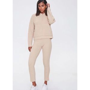 Forever 21 Sweater-Knit Hoodie and Pants Set in Dusty Pink Size S